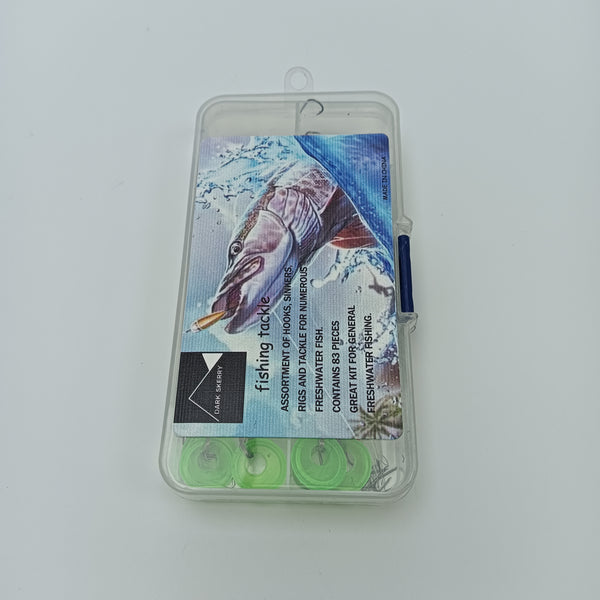 DARK SKERRY fishing tackle 83 Pieces Assortment with Hooks, Sinkers, Rigs for Freshwater Fish