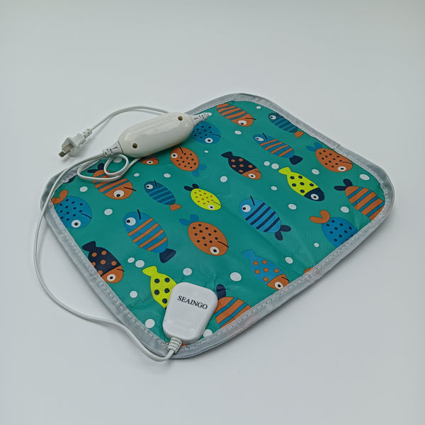 SEAINGO Heating cushions, electric, not for medical purposes Rectangle Electric Heating Pad, Colorful Fish Pattern with Gray Border
