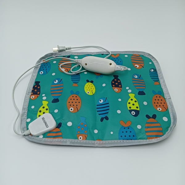 SEAINGO Heating cushions, electric, not for medical purposes Rectangle Electric Heating Pad, Colorful Fish Pattern with Gray Border