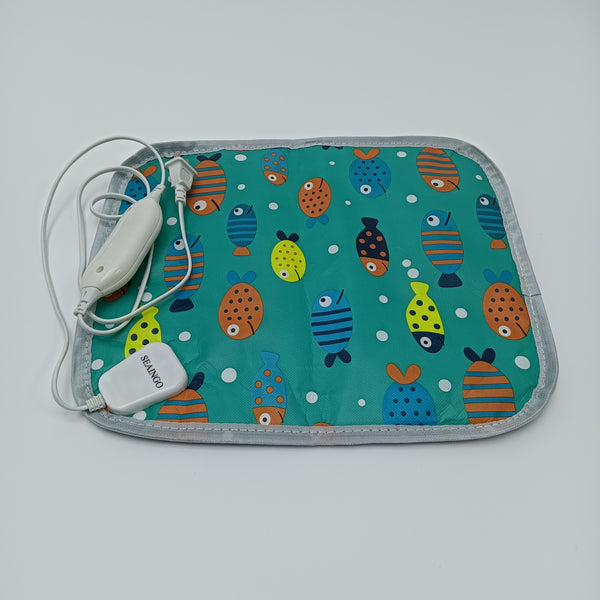 SEAINGO Heating cushions, electric, not for medical purposes Rectangle Electric Heating Pad, Colorful Fish Pattern with Gray Border