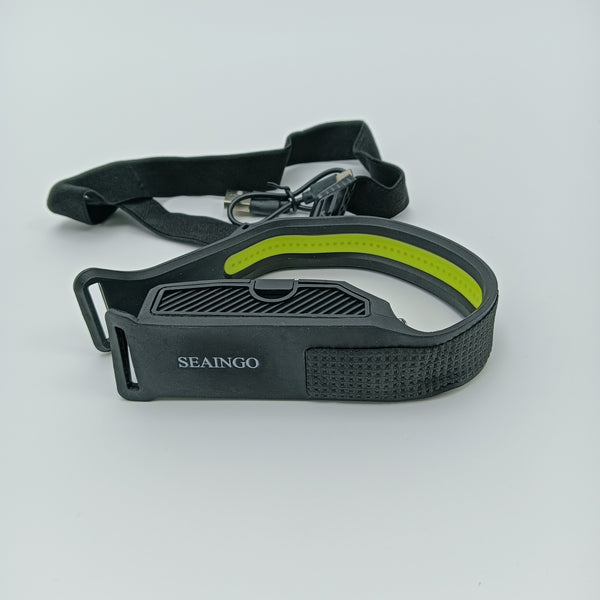 SEAINGO Portable headlamps Rechargeable LED Headlamp, Black with Yellow Accent, Adjustable Head Strap