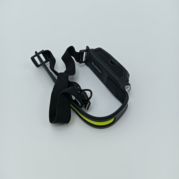 SEAINGO Portable headlamps Rechargeable LED Headlamp, Black with Yellow Accent, Adjustable Head Strap