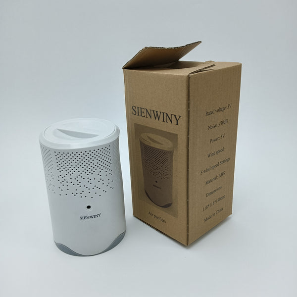 SIENWINY Air purifiers White Air Purifier with 5 Speed Settings, ABS Material, Quiet Operation, 118x118x180mm