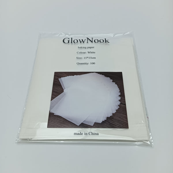 GlowNook baking paper Square Baking Paper, White, 15x15cm (6x6 inches), 100 Count