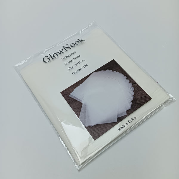GlowNook baking paper Square Baking Paper, White, 15x15cm (6x6 inches), 100 Count