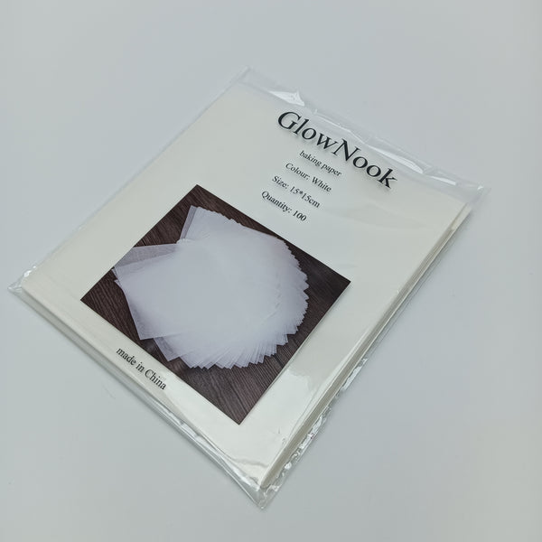 GlowNook baking paper Square Baking Paper, White, 15x15cm (6x6 inches), 100 Count