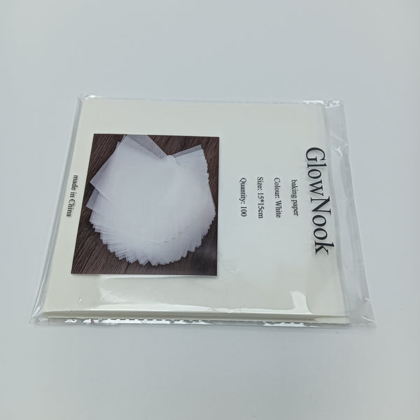 GlowNook baking paper Square Baking Paper, White, 15x15cm (6x6 inches), 100 Count