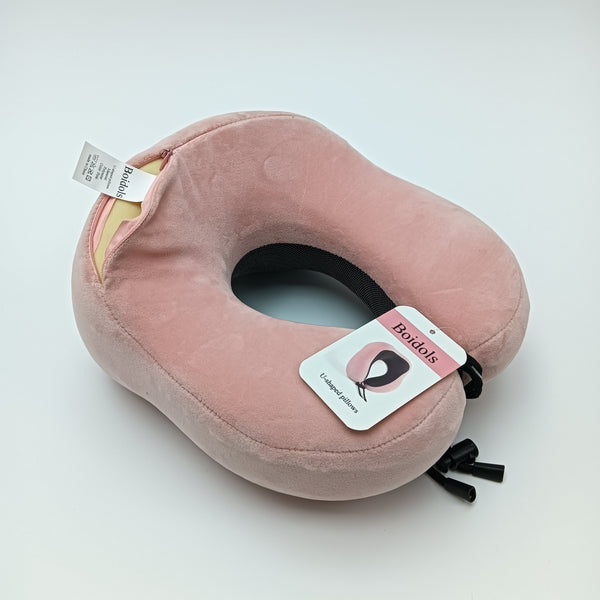 Boidols U-shaped pillows Travel U-Shaped Pillow, Pink, Memory Foam Support Cushion with Adjustable Straps