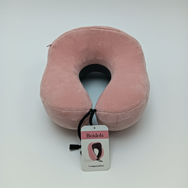Boidols U-shaped pillows Travel U-Shaped Pillow, Pink, Memory Foam Support Cushion with Adjustable Straps