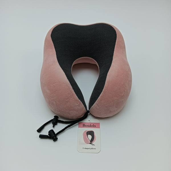 Boidols U-shaped pillows Travel U-Shaped Pillow, Pink, Memory Foam Support Cushion with Adjustable Straps