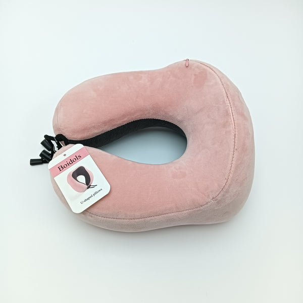 Boidols U-shaped pillows Travel U-Shaped Pillow, Pink, Memory Foam Support Cushion with Adjustable Straps