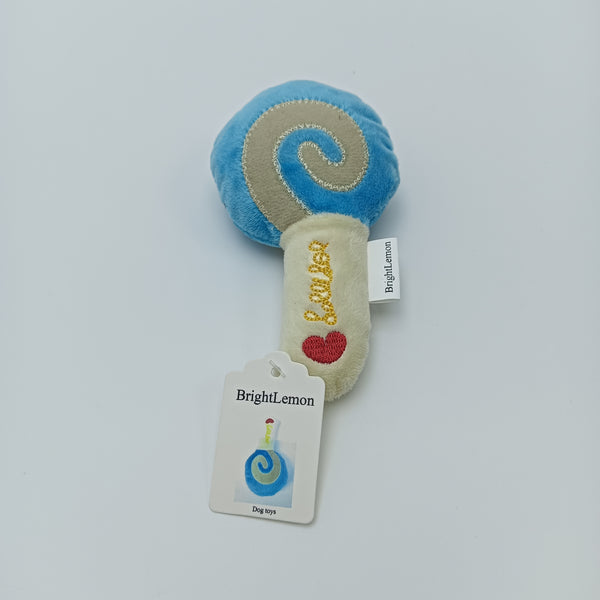 BrightLemon Dog toys Soft Plush Dog Toy, Blue and Cream Swirl Design, Squeaky Pet Toy