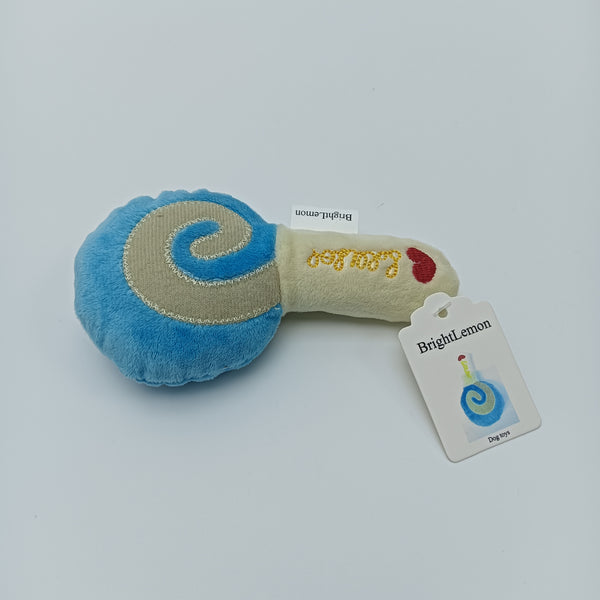 BrightLemon Dog toys Soft Plush Dog Toy, Blue and Cream Swirl Design, Squeaky Pet Toy