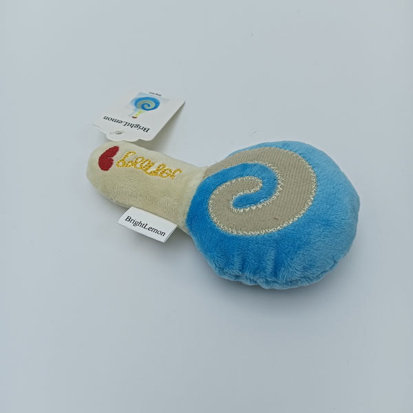 BrightLemon Dog toys Soft Plush Dog Toy, Blue and Cream Swirl Design, Squeaky Pet Toy
