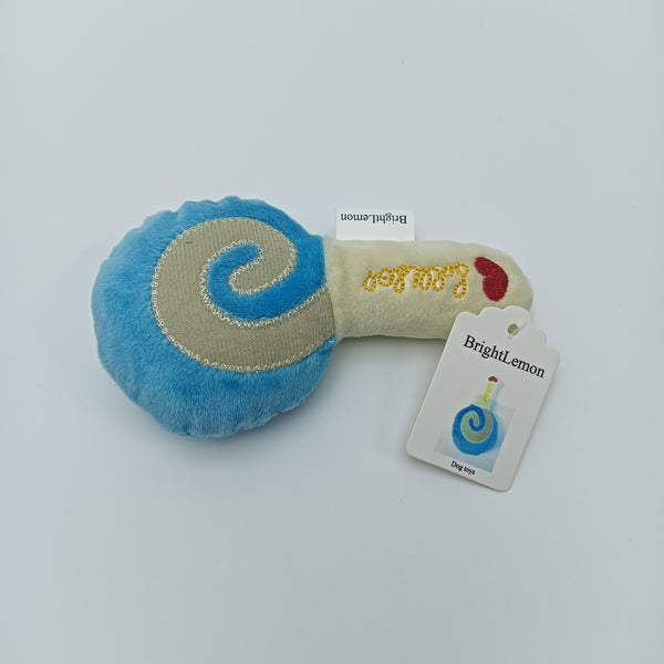 BrightLemon Dog toys Soft Plush Dog Toy, Blue and Cream Swirl Design, Squeaky Pet Toy