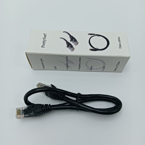 PrettySurf Data cables Ethernet Data Cable, Black, RJ45 Connector, Network Cable