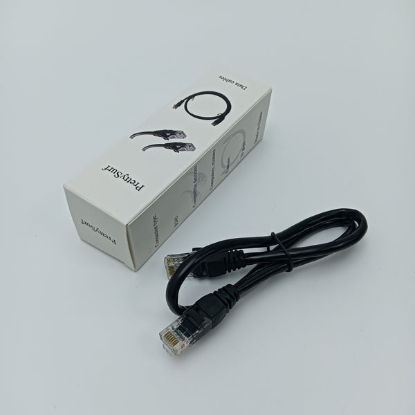 PrettySurf Data cables Ethernet Data Cable, Black, RJ45 Connector, Network Cable