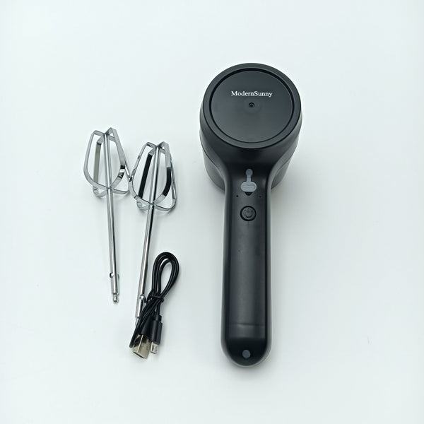 ModernSunny Electric egg beaters Black Electric Hand Mixer with Chrome Beaters, USB Rechargeable