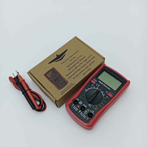 Electronic devices for measuring electric current Digital Multimeter, Red, Battery Powered, Measures up to 600V AC/DC Voltage, 10A DC Current, 2M Ohms Resistance