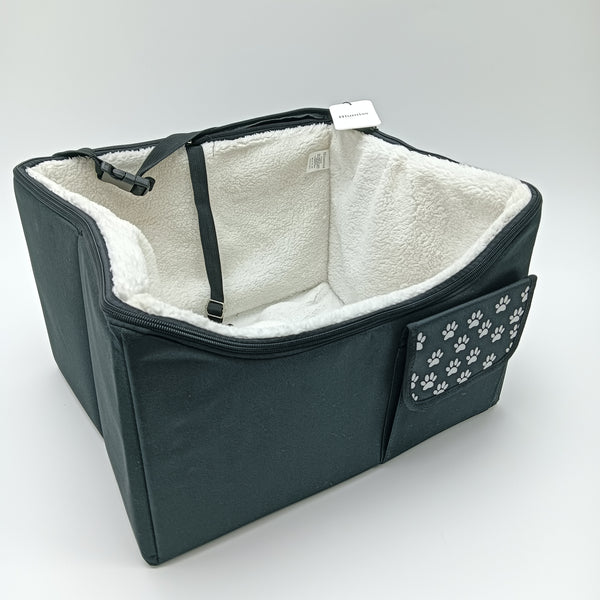 Blumiss Car seats for pets Black Pet Car Seat with Paw Print Design, Adjustable Safety Strap, 39x32x26cm