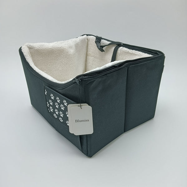 Blumiss Car seats for pets Black Pet Car Seat with Paw Print Design, Adjustable Safety Strap, 39x32x26cm