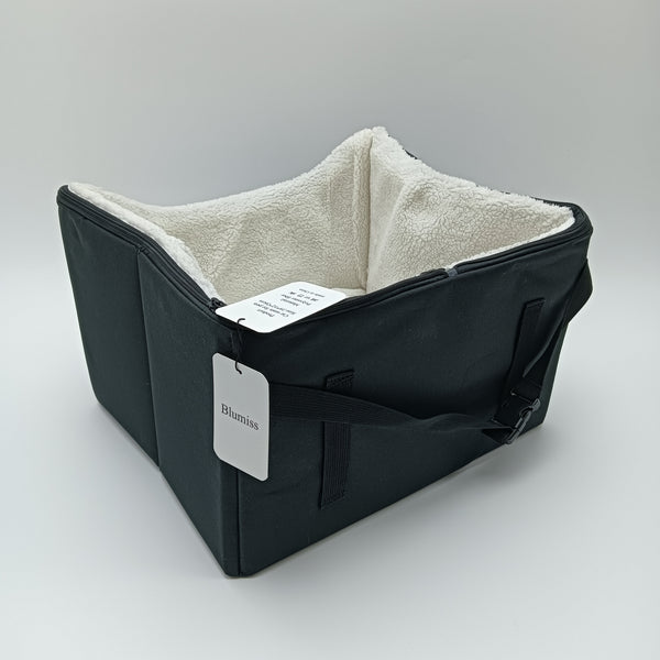 Blumiss Car seats for pets Black Pet Car Seat with Paw Print Design, Adjustable Safety Strap, 39x32x26cm