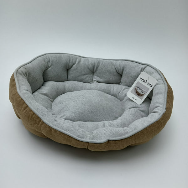 Imabons Dog beds Plush Cushioned Dog Bed, Gray and Tan, Polyester Fiber, 18 Inch