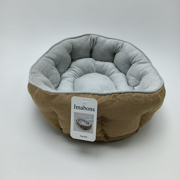 Imabons Dog beds Plush Cushioned Dog Bed, Gray and Tan, Polyester Fiber, 18 Inch