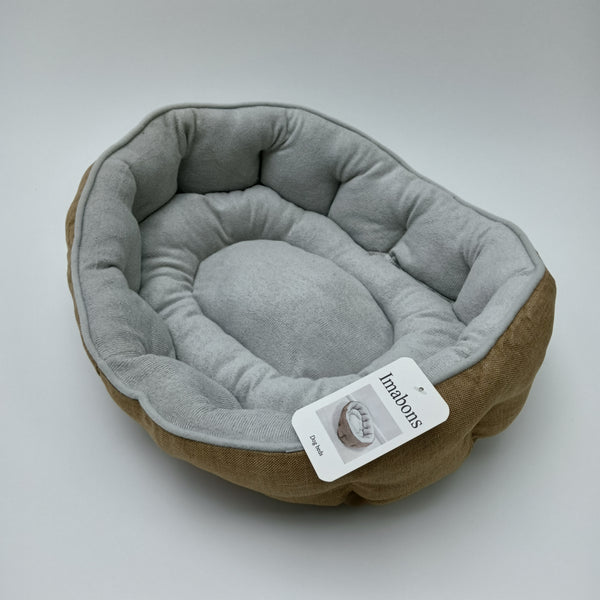 Imabons Dog beds Plush Cushioned Dog Bed, Gray and Tan, Polyester Fiber, 18 Inch
