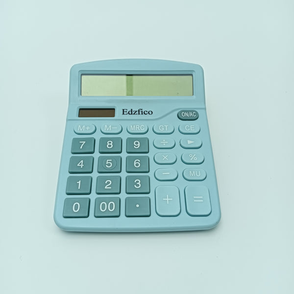 Edzfico Calculators Desktop Calculator, Light Blue, 12-Digit Display, Standard Function Calculator