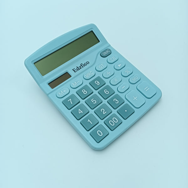 Edzfico Calculators Desktop Calculator, Light Blue, 12-Digit Display, Standard Function Calculator
