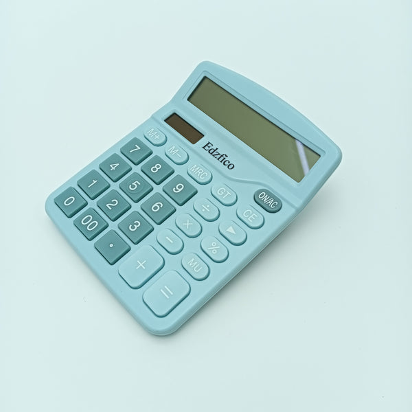 Edzfico Calculators Desktop Calculator, Light Blue, 12-Digit Display, Standard Function Calculator