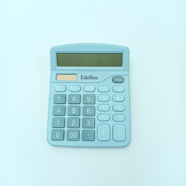 Edzfico Calculators Desktop Calculator, Light Blue, 12-Digit Display, Standard Function Calculator