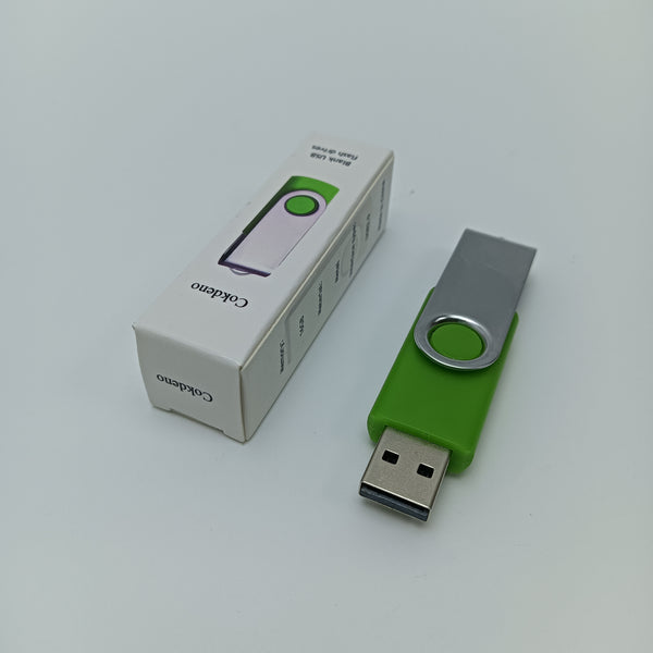 Cokdeno Blank USB flash drives 16 GB Blank USB Flash Drive, Green and Silver, Swivel Design