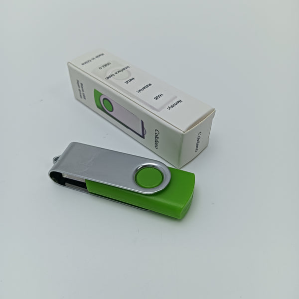 Cokdeno Blank USB flash drives 16 GB Blank USB Flash Drive, Green and Silver, Swivel Design