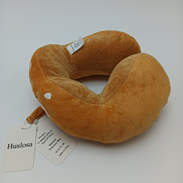 Huslosa U-shaped pillows Cute Animal Character Design, Polyester Fiber, 29x28cm, Brown