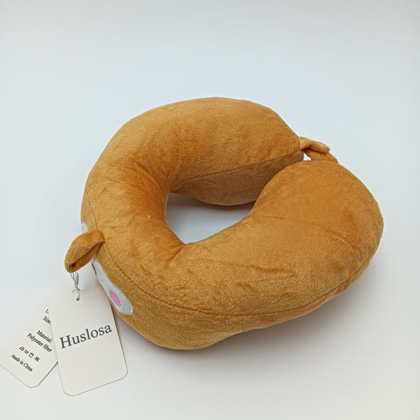 Huslosa U-shaped pillows Cute Animal Character Design, Polyester Fiber, 29x28cm, Brown
