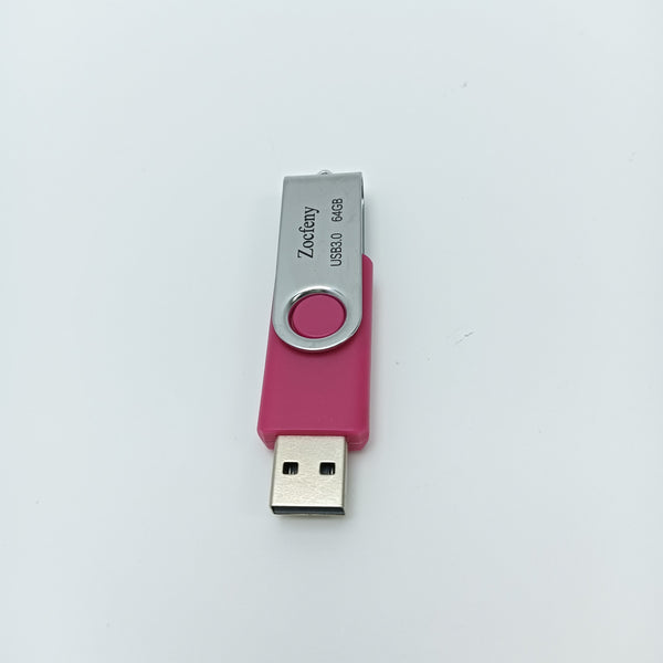 Zocfeny Blank USB flash drives USB 3.0 Flash Drive, 64GB, Pink and Silver, Swivel Design, High-Speed Data Transfer, Portable Storage