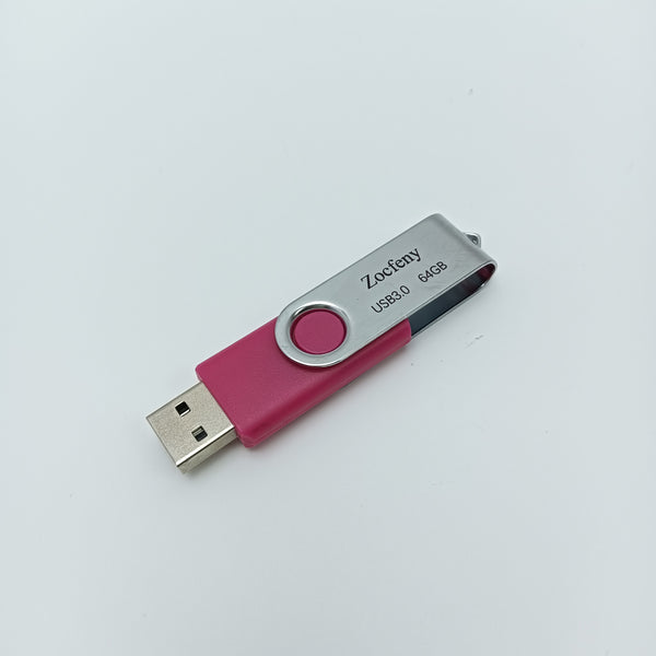 Zocfeny Blank USB flash drives USB 3.0 Flash Drive, 64GB, Pink and Silver, Swivel Design, High-Speed Data Transfer, Portable Storage