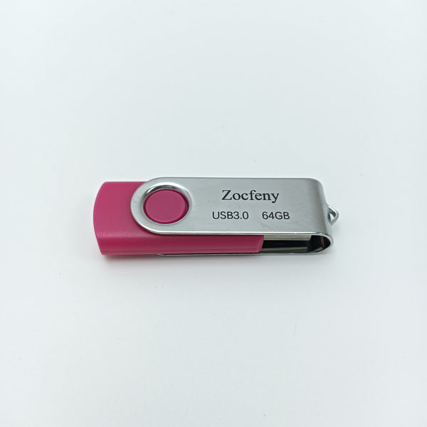 Zocfeny Blank USB flash drives USB 3.0 Flash Drive, 64GB, Pink and Silver, Swivel Design, High-Speed Data Transfer, Portable Storage