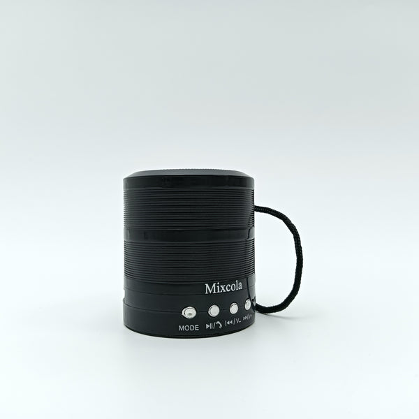Mixcola Personal stereos Portable Black Wireless Speaker with Wrist Strap, Compact Cylindrical Design