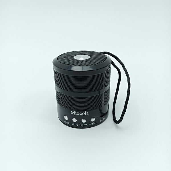 Mixcola Personal stereos Portable Black Wireless Speaker with Wrist Strap, Compact Cylindrical Design