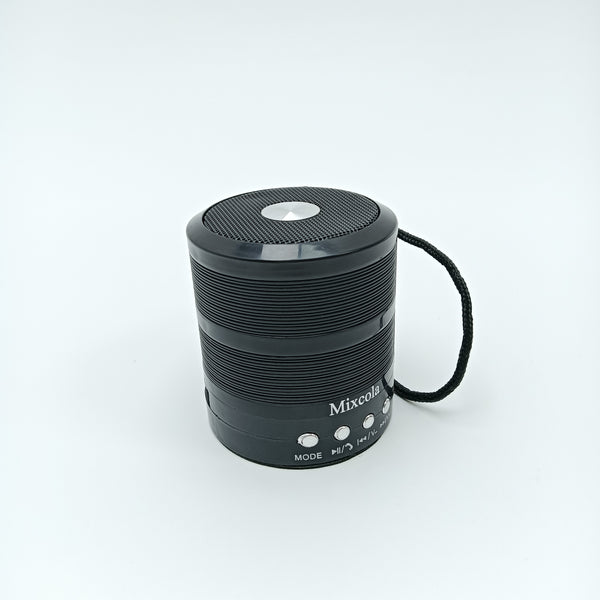 Mixcola Personal stereos Portable Black Wireless Speaker with Wrist Strap, Compact Cylindrical Design