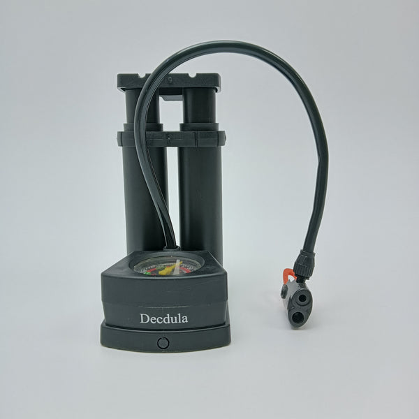 Decdula Pumps for inflating vehicle tyres Portable Dual Cylinder Air Pump with Pressure Gauge and Hose, Black