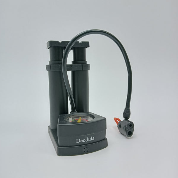 Decdula Pumps for inflating vehicle tyres Portable Dual Cylinder Air Pump with Pressure Gauge and Hose, Black