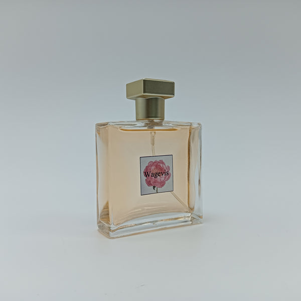 Wagevis Perfumes Floral Fragrance with Rose Design, Square Glass Bottle with Gold Cap