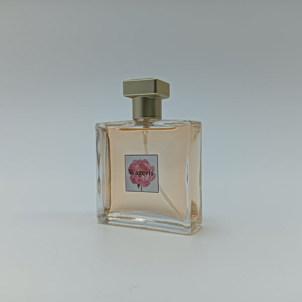 Wagevis Perfumes Floral Fragrance with Rose Design, Square Glass Bottle with Gold Cap
