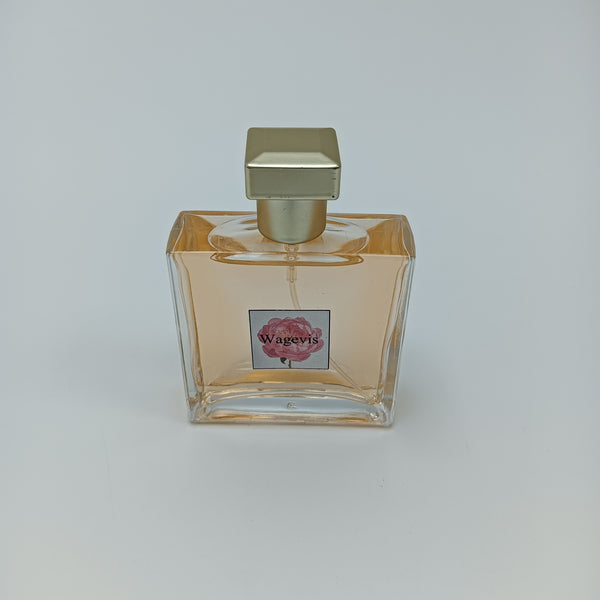 Wagevis Perfumes Floral Fragrance with Rose Design, Square Glass Bottle with Gold Cap