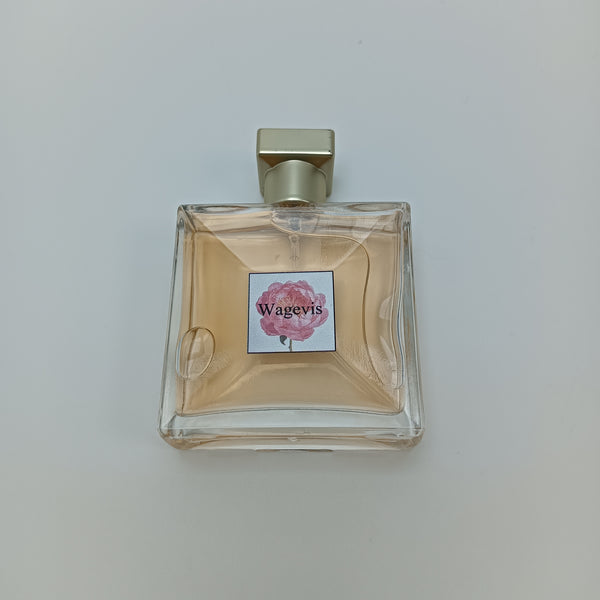 Wagevis Perfumes Floral Fragrance with Rose Design, Square Glass Bottle with Gold Cap