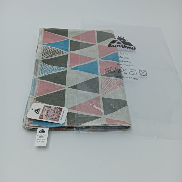 Sunshelf Table cloth of textile Geometric Triangle Pattern Tablecloth, Polyester, Green Pink Blue, 120x200cm